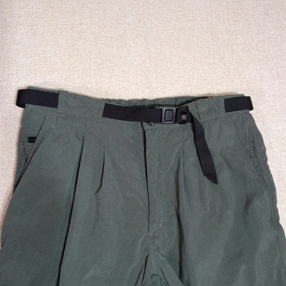 The North Face Men M Hiking Shorts Green Nylon Belted Cargo Pockets Fishing Hike